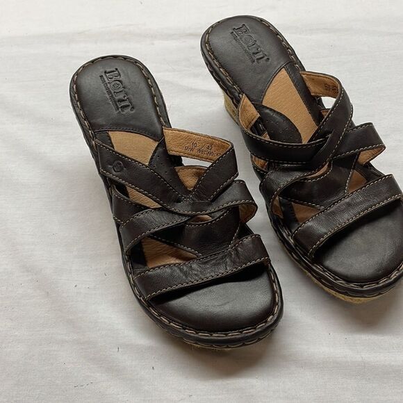 Born Wedge 61090 Strap Rope Sandals Size 10 Brown - Picture 10 of 10